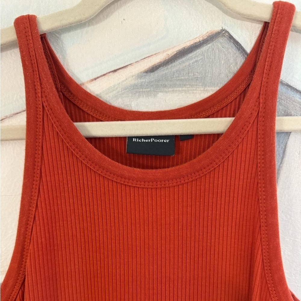 RICHER POORER Women’s Vintage Rib Burnt Orange Spiced Tea Midi Dress Size XS - Picture 5 of 8